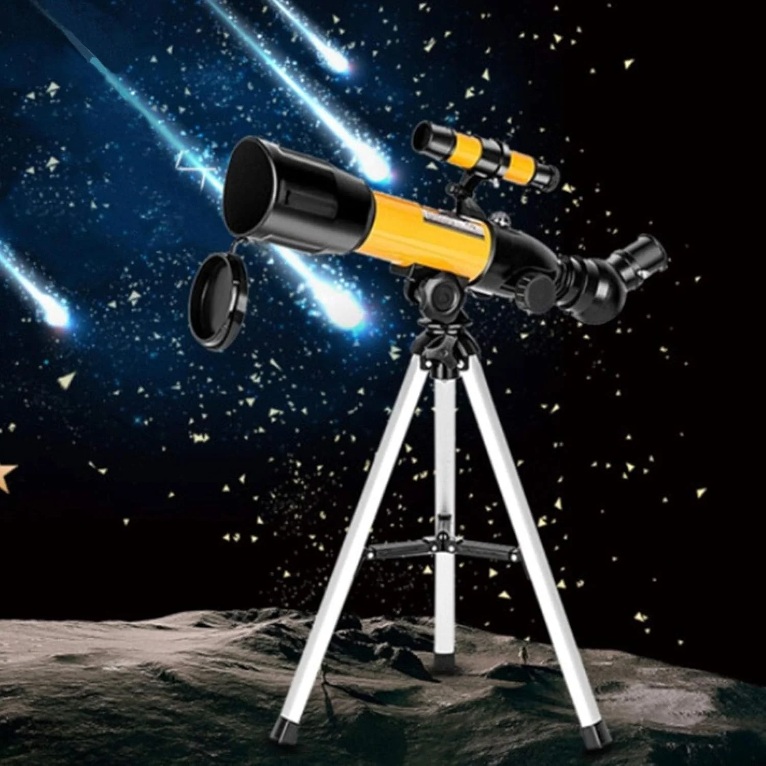 تلسکوپ شکستنی 50/360 میلی‌متری با آینه یاب 5x20 و پوشش چند لایه، مناسب برای ماجراجویی در فضای باز، تحقیقات نجومی و علاقه‌مندان به مناظر شبانه (42x52x27 سانتی‌متر)