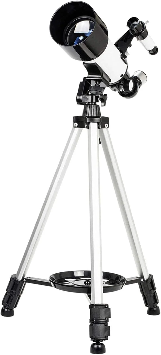تلسکوپ های نجومی برای بزرگسالان، کودکان و مبتدیان / تلسکوپ منظره یاب 70/400 میلی متری، قابل اتصال به تلفن های همراه، پوشش چند لایه پهن باند، سه پایه تلسکوپی آلومینیومی سفید (بسته سه تایی)