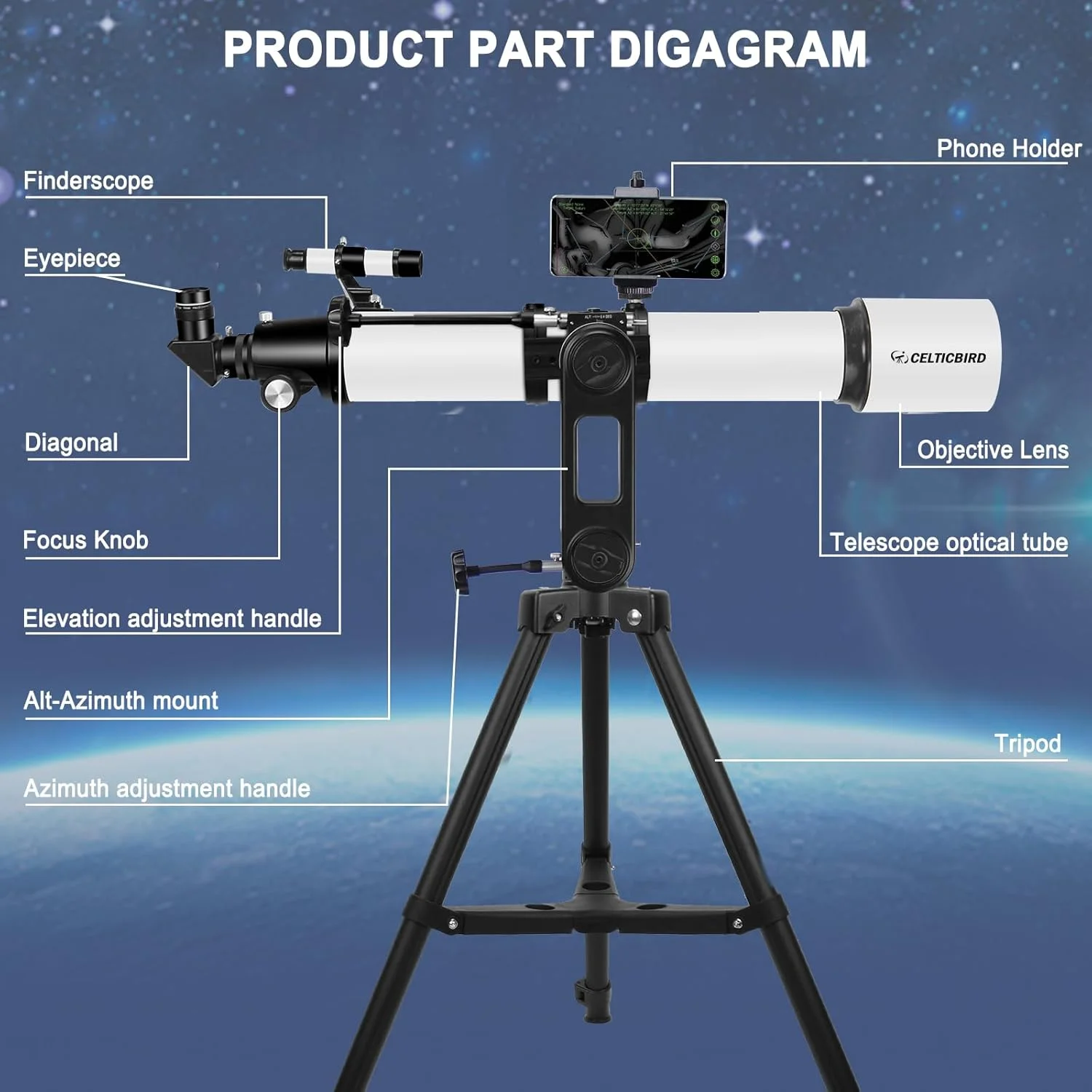 تلسکوپ با قدرت بالا برای بزرگسالان، دیافراگم 90 میلیمتری، تلسکوپهای شکستنی 700 میلیمتری برای نجوم بزرگسالان، تلسکوپیو با تنظیم دقیق، سهپایه پایه نصب AZ فوقالعاده پایدار Vertisteel، آداپتور تلفن تلسکوپ با قدرت بالا برای بزرگسالان، دیافراگم 90 میلیمتری، تلسکوپهای شکستنی 700 میلیمتری برای نجوم بزرگسالان، تلسکوپیو با تنظیم دقیق، سهپایه پایه نصب AZ فوقالعاده پایدار Vertisteel، آداپتور تلفن