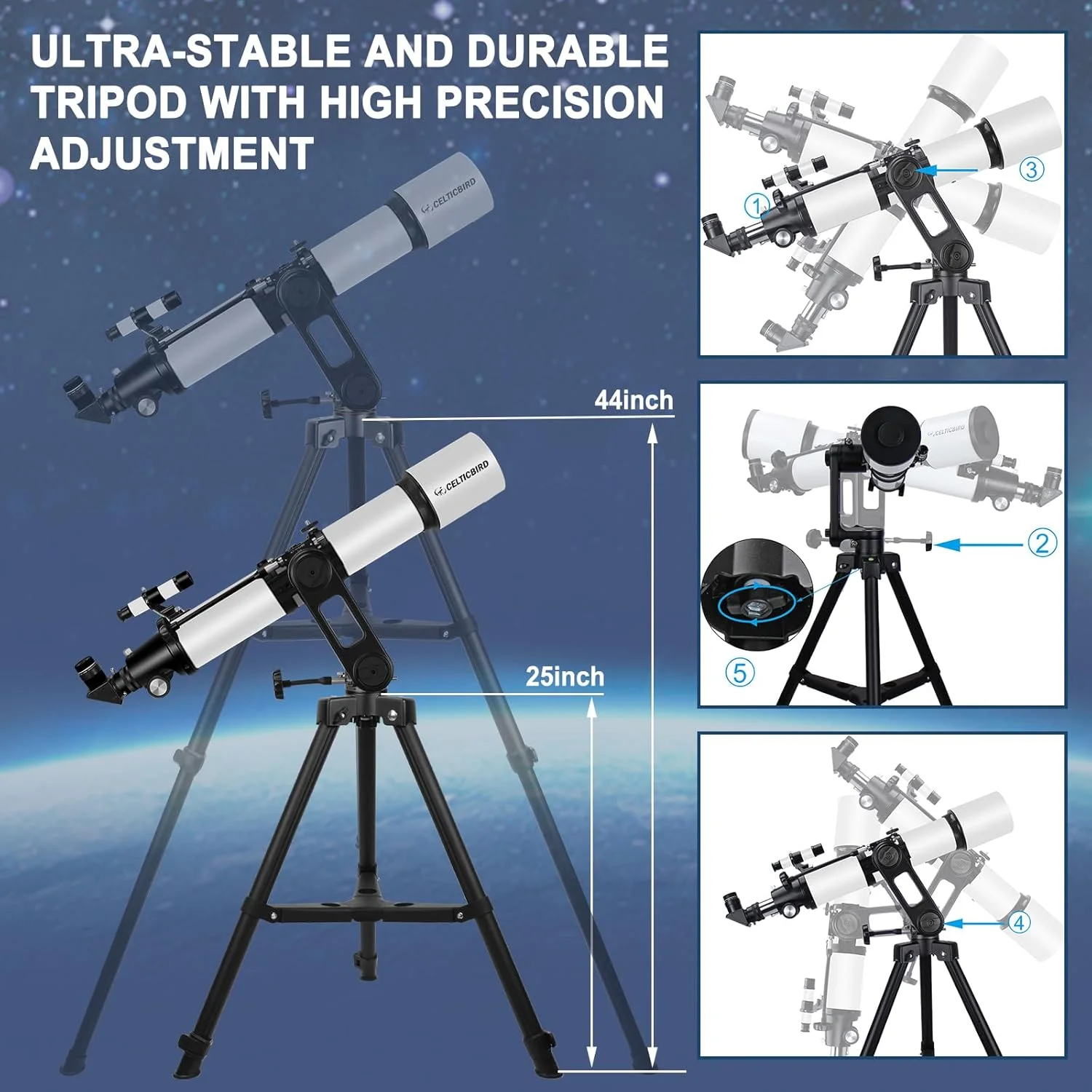 تلسکوپ با قدرت بالا برای بزرگسالان، دیافراگم 90 میلیمتری، تلسکوپهای شکستنی 700 میلیمتری برای نجوم بزرگسالان، تلسکوپیو با تنظیم دقیق، سهپایه پایه نصب AZ فوقالعاده پایدار Vertisteel، آداپتور تلفن تلسکوپ با قدرت بالا برای بزرگسالان، دیافراگم 90 میلیمتری، تلسکوپهای شکستنی 700 میلیمتری برای نجوم بزرگسالان، تلسکوپیو با تنظیم دقیق، سهپایه پایه نصب AZ فوقالعاده پایدار Vertisteel، آداپتور تلفن