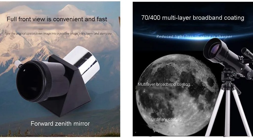 تلسکوپ های نجومی 70 میلی متری با سه پایه و کیف حمل، مناسب بزرگسالان، کودکان و مبتدیان
