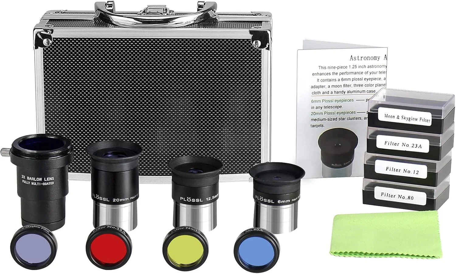 تلسکوپ نجومی برای بزرگسالان، دهانه 80 میلی‌متری، تلسکوپ شکستنی حرفه‌ای 900 میلی‌متری برای کودکان و مبتدیان، به همراه مجموعه چشمی پلاس، مجموعه فیلتر، لنز بارلو 2X، یک کیف و یک ساک حمل