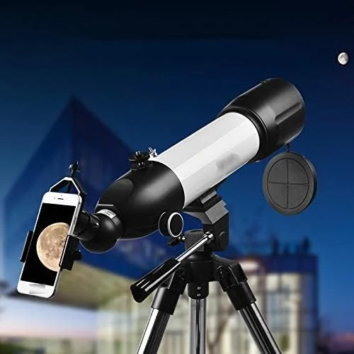 تلسکوپ نجومی انکساری برای بزرگسالان، تلسکوپ مسافرتی قابل حمل با کیف حمل، سه پایه با ارتفاع قابل تنظیم، اپتیک چند لایه