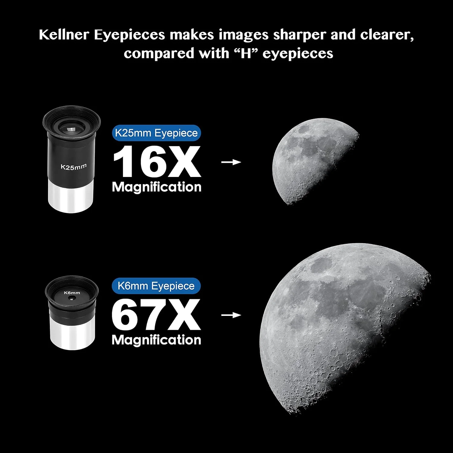 تلسکوپ 40070 AOMEKIE برای مبتدیان و بزرگسالان، تلسکوپ نجومی 70 میلی‌متری با سه‌پایه قابل تنظیم، چشمی‌های K6 و K25، آداپتور تلفن