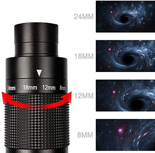 تلسکوپ برای نجوم بزرگسالان، دهانه 80 میلی‌متری، تلسکوپ شکستی حرفه‌ای 900 میلی‌متری، با چشمی زوم تلسکوپ لوکس 1.25 اینچی 8-24 میلی‌متری با رزوه T و کیف حمل