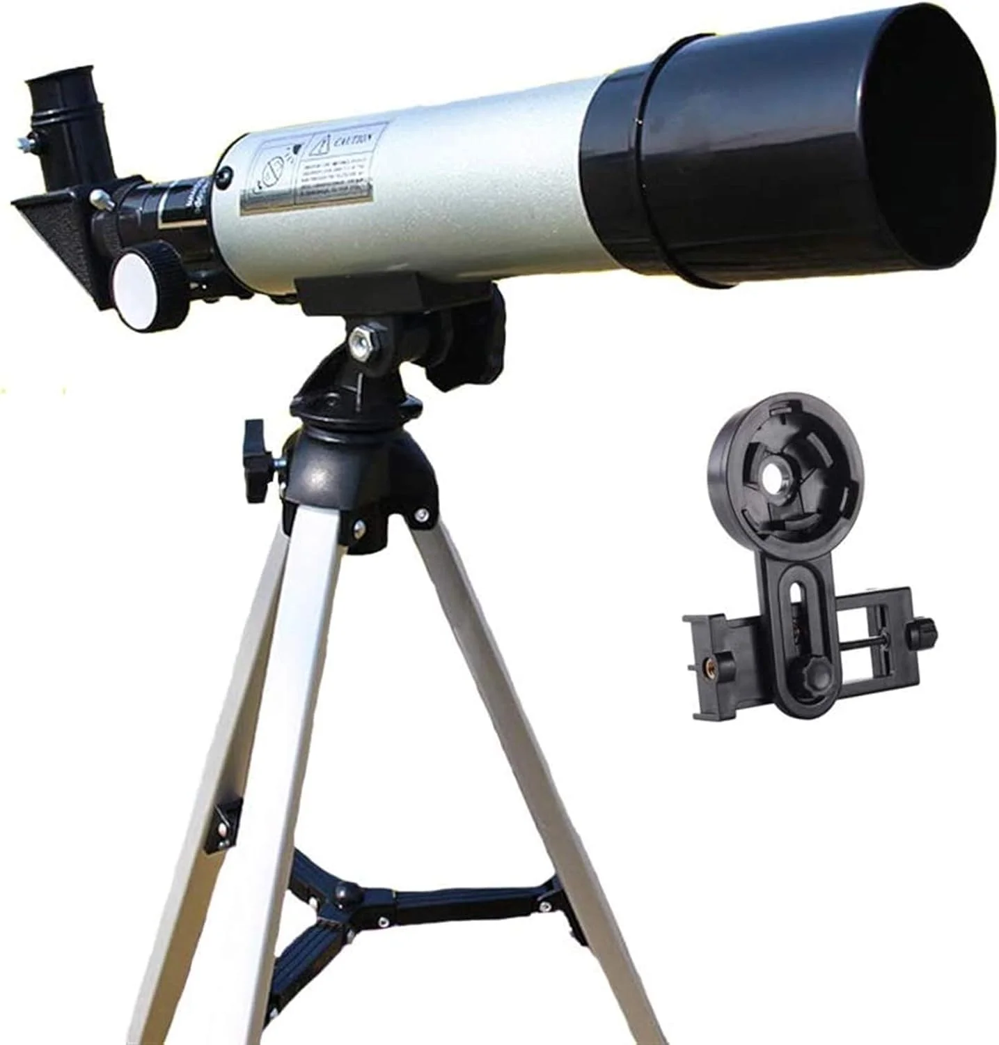 تلسکوپ LSLYTQ با دیافراگم 50 میلی‌متری و فاصله کانونی 360 میلی‌متری، تلسکوپ منکسوری شکستنی نجومی با لنز منشوری، به همراه آداپتور تلفن و سه پایه برای رصد