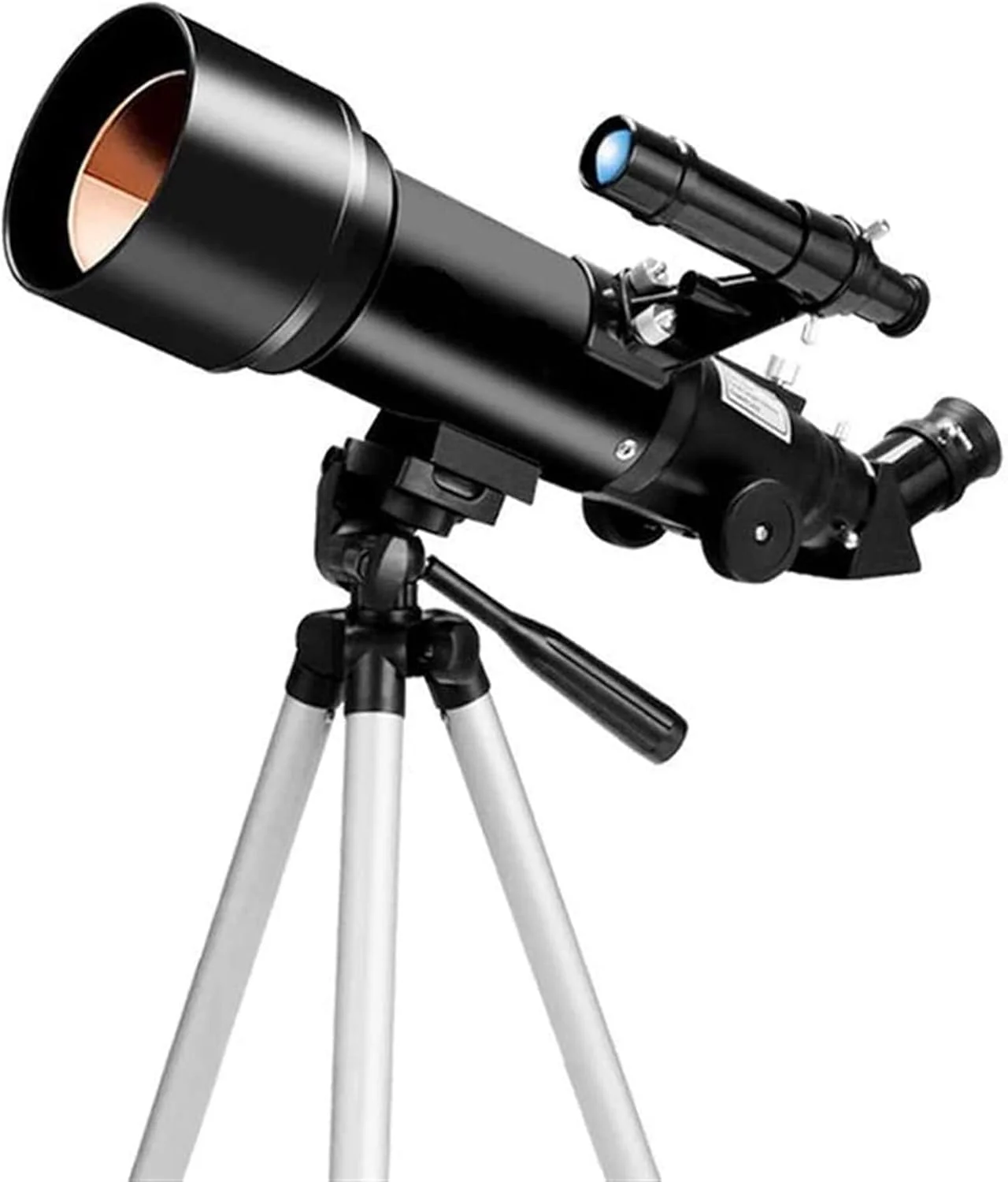 تلسکوپ با دهانه 70 میلی‌متری و فاصله کانونی 400 میلی‌متری، تلسکوپ شکستنی نجومی با لنز منشوری، پایه نگهدارنده تلفن و سه پایه برای رصد ماه و سیارات