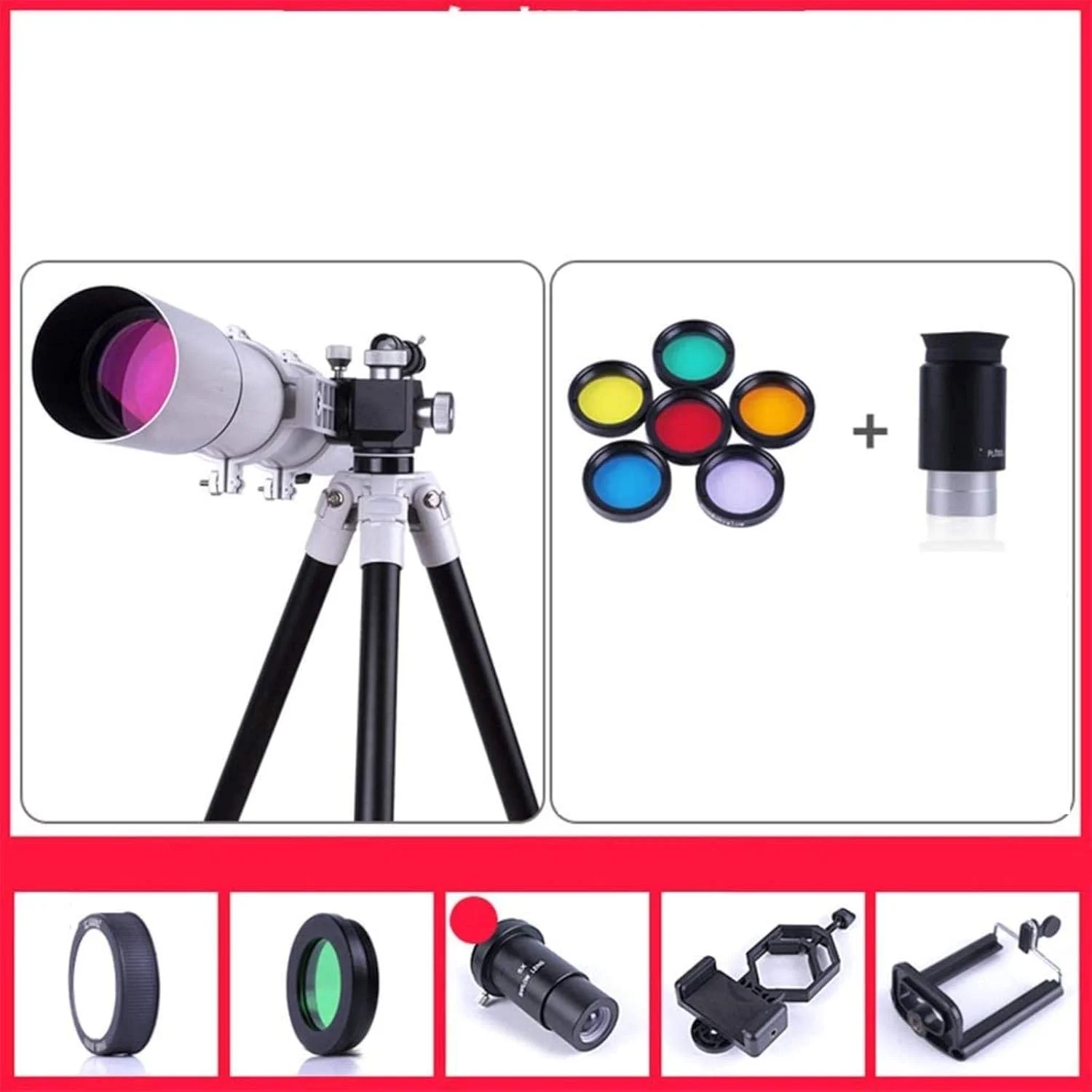 تلسکوپ مسافرتی مبتدی، تلسکوپ برای بزرگسالان، تلسکوپ های نجومی، تلسکوپ انکساری با فاصله کانونی 700 میلی متر با سه پایه چشمی 10 میلی متر / 20 میلی متر