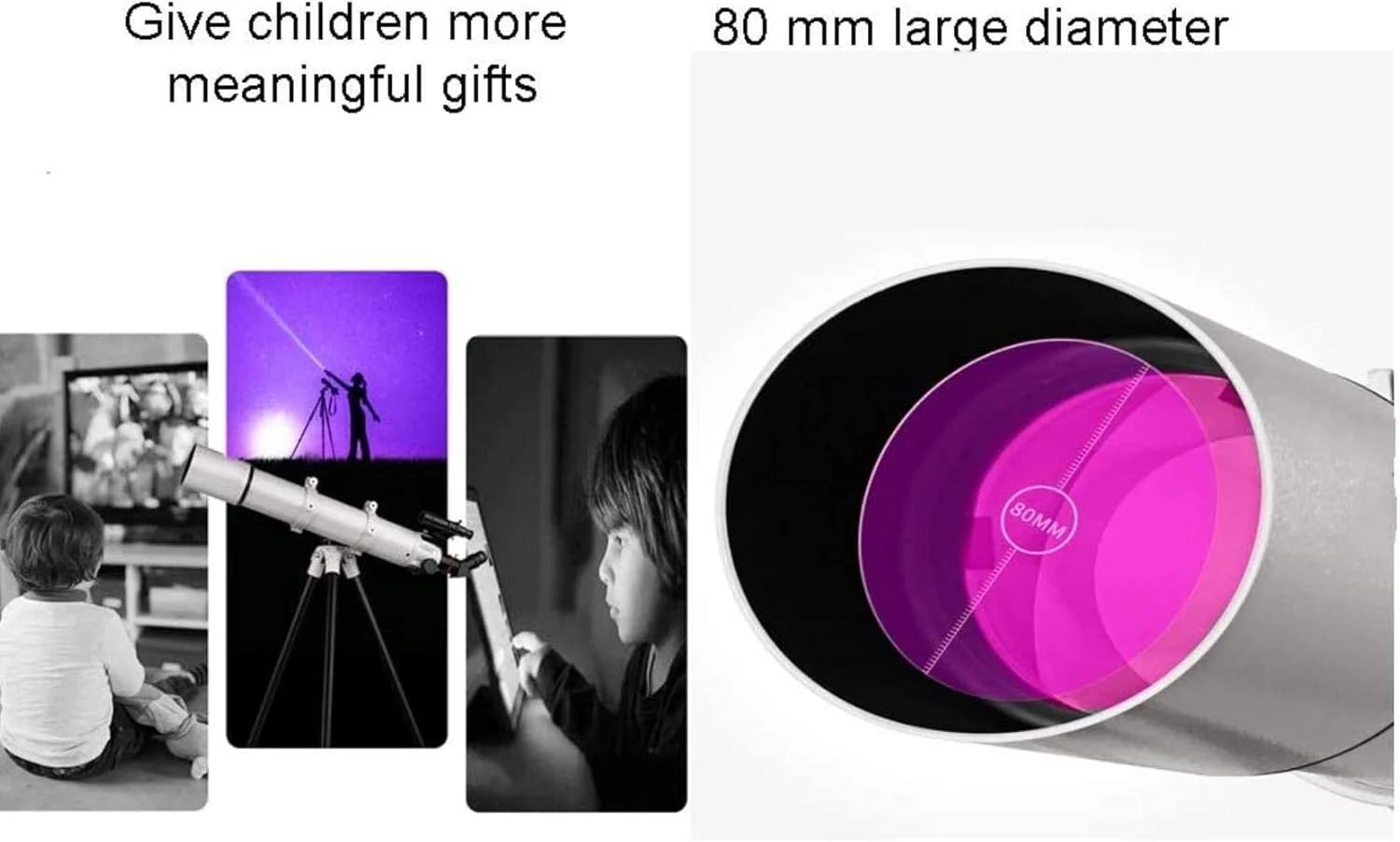 تلسکوپ مسافرتی مبتدی، تلسکوپ برای بزرگسالان، تلسکوپ های نجومی، تلسکوپ انکساری با فاصله کانونی 700 میلی متر با سه پایه چشمی 10 میلی متر / 20 میلی متر