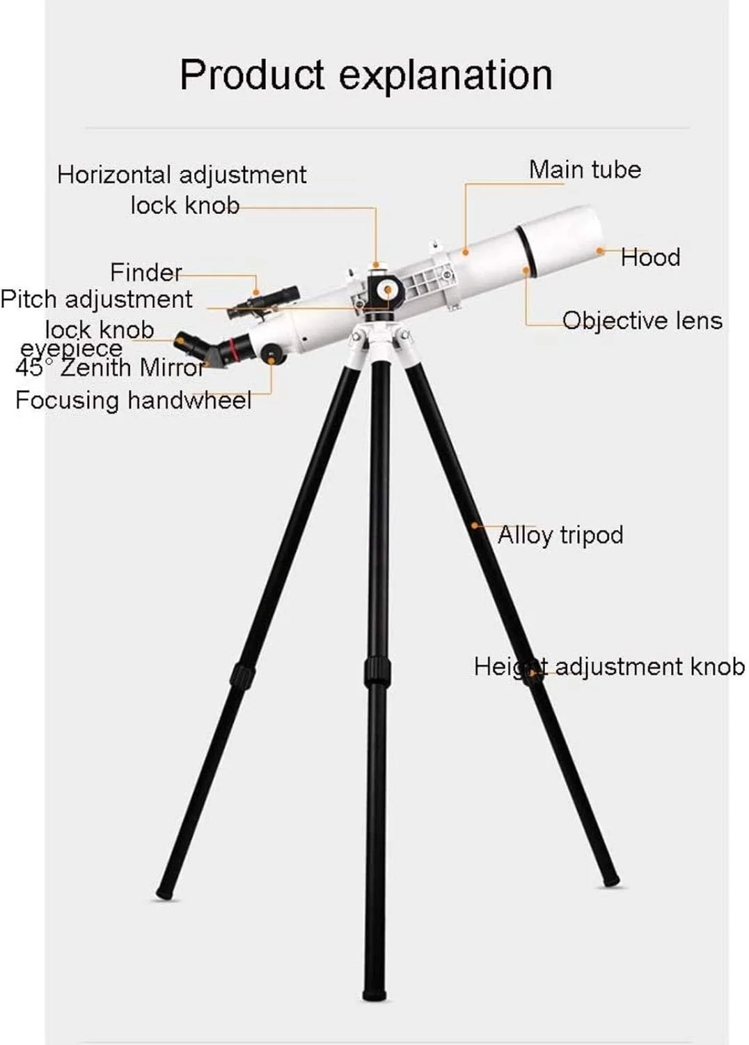 تلسکوپ مسافرتی مبتدی، تلسکوپ برای بزرگسالان، تلسکوپ های نجومی، تلسکوپ انکساری با فاصله کانونی 700 میلی متر با سه پایه چشمی 10 میلی متر / 20 میلی متر