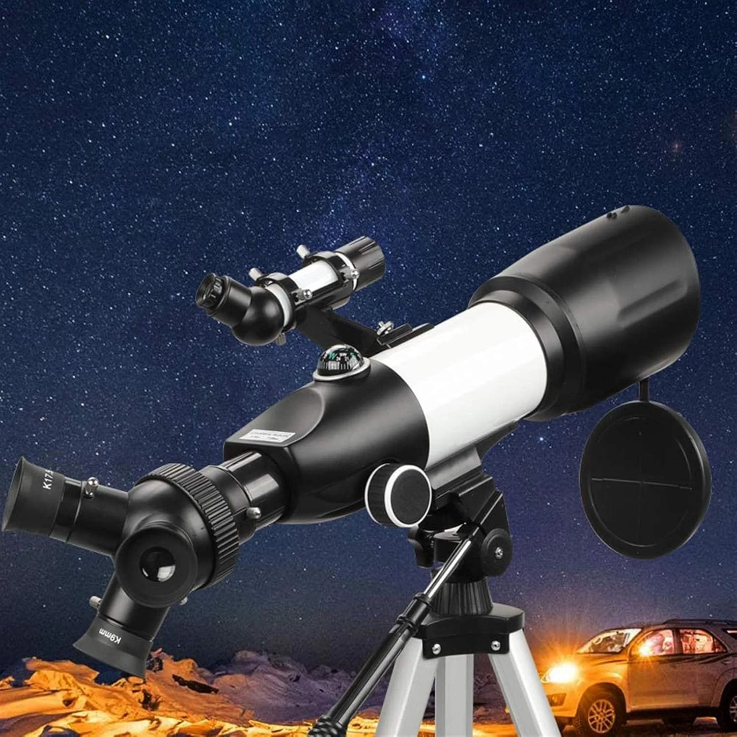 تلسکوپ با دهانه 80 میلی‌متری و لنز منشوری 400 میلی‌متری، 3 چشمی، تلسکوپ شکستنی نجومی برای نجوم با پایه تلفن و سه‌پایه و یک عدد