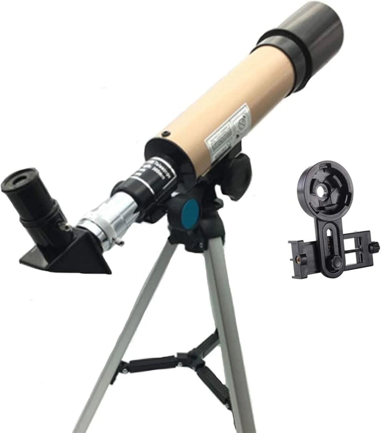 تلسکوپ LSLYTQ با دیافراگم 50 میلی‌متری و فاصله کانونی 360 میلی‌متری، تلسکوپ منکسوری نجومی با لنز منشوری، به همراه آداپتور تلفن و سه پایه برای رصد