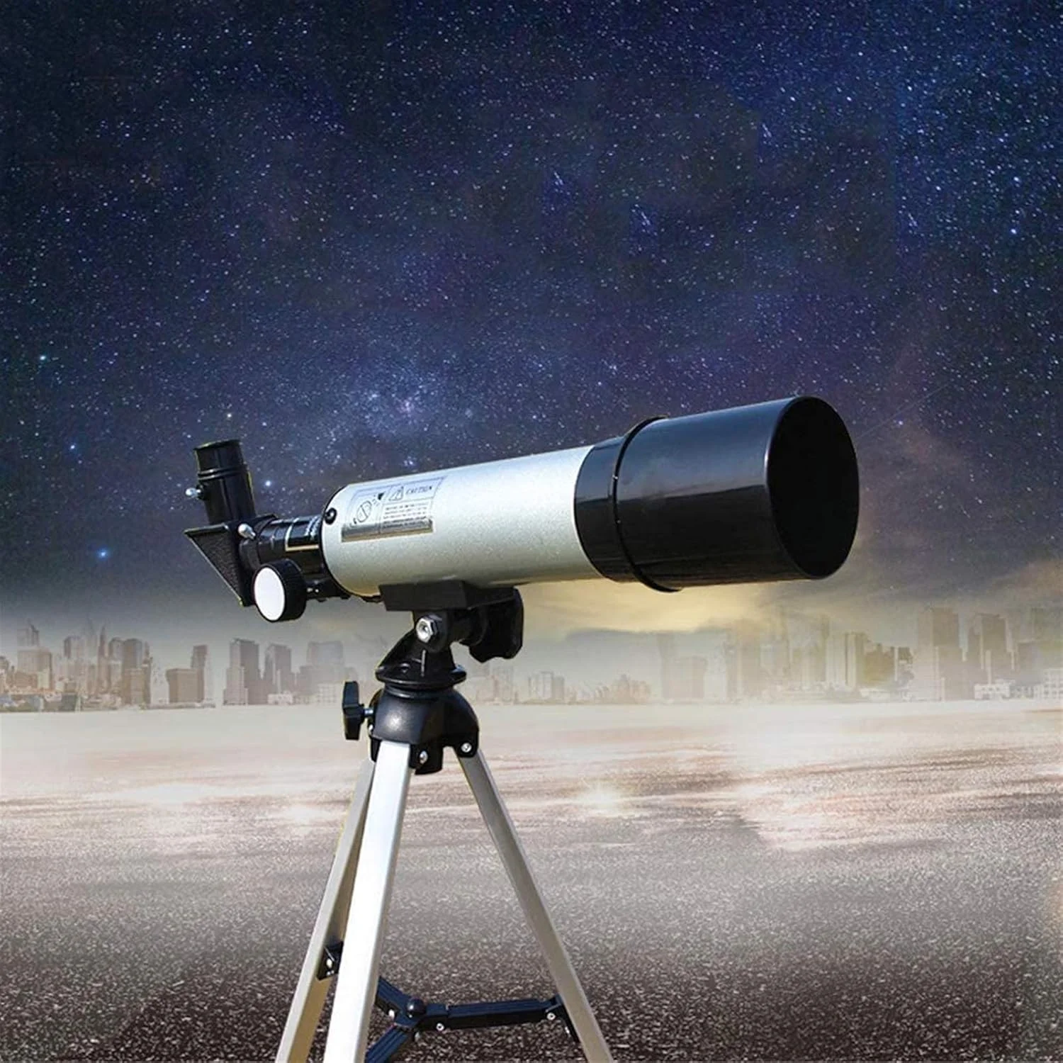 تلسکوپ LSLYTQ با دیافراگم 50 میلی‌متری و فاصله کانونی 360 میلی‌متری، تلسکوپ منکسوری نجومی با لنز منشوری، به همراه آداپتور تلفن و سه پایه برای رصد