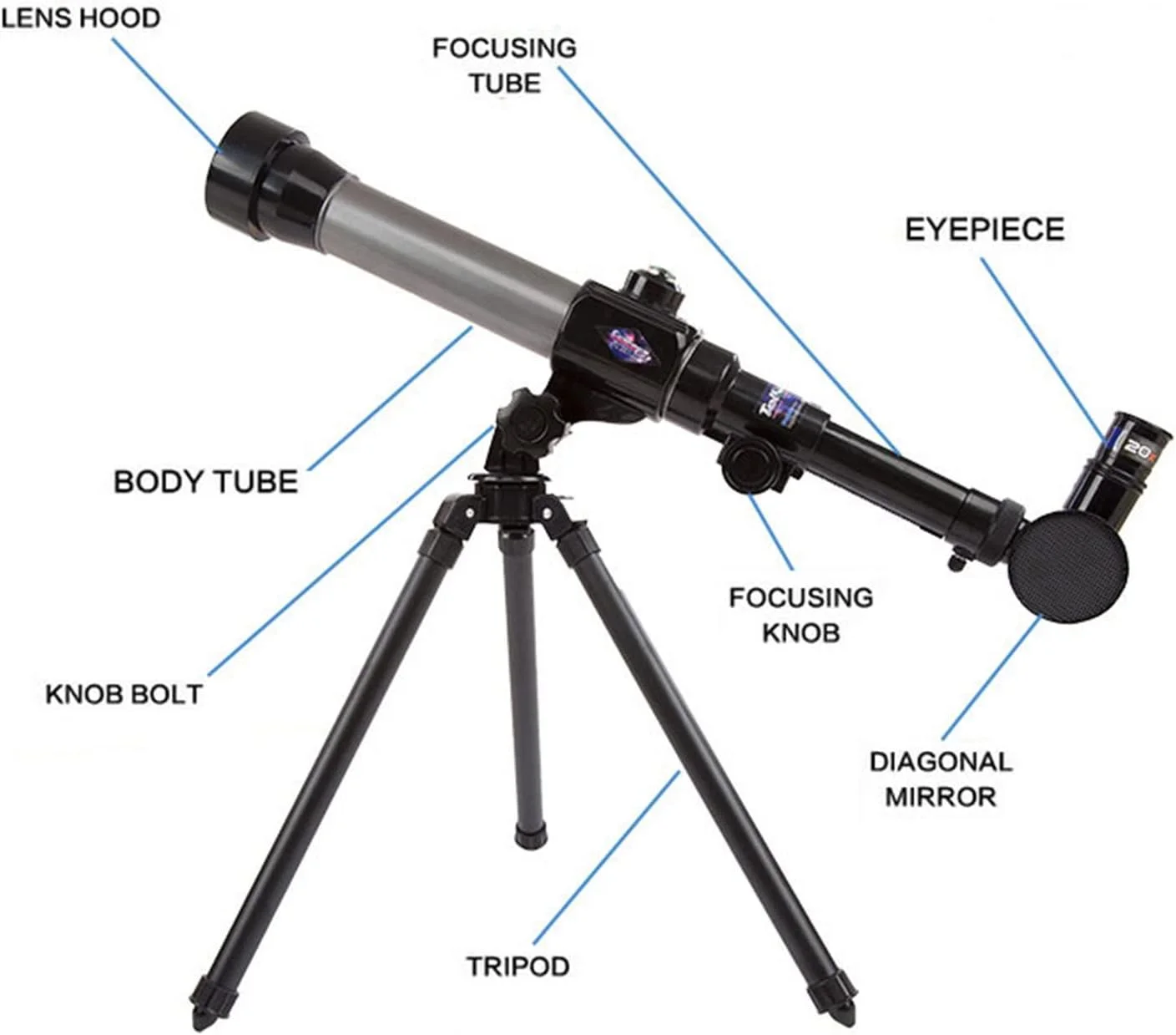 تلسکوپ برای بزرگسالان و کودکان، تلسکوپ مسافرتی قابل حمل، تلسکوپ های شکستنی برای مبتدیان نجوم، هدیه نجومی برای کودکان برای کاوش در ماه و سیارات