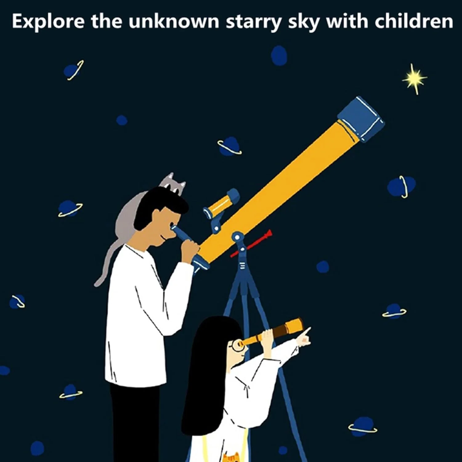 تلسکوپ برای بزرگسالان و کودکان، تلسکوپ مسافرتی قابل حمل، تلسکوپ های شکستنی برای مبتدیان نجوم، هدیه نجومی برای کودکان برای کاوش در ماه و سیارات