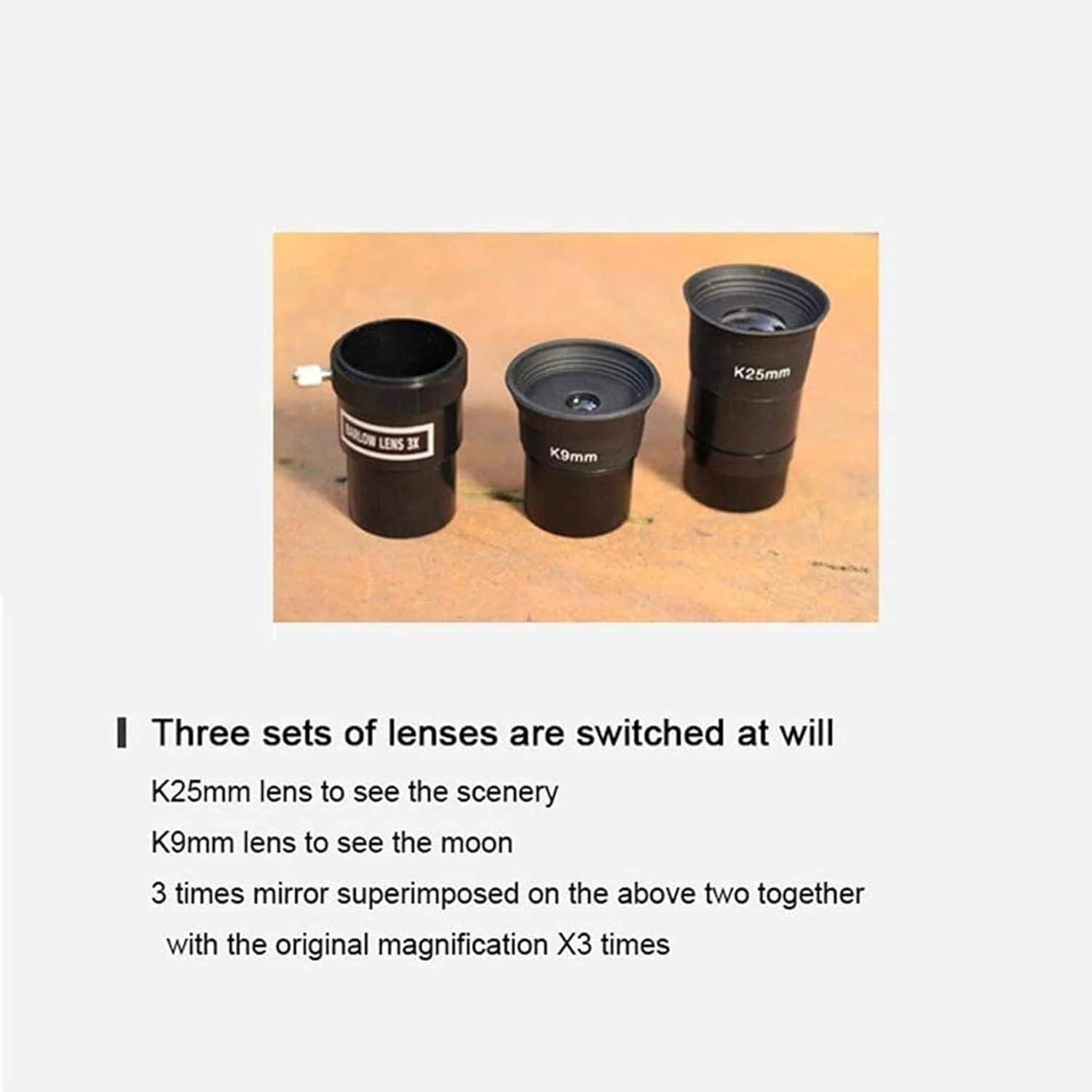 تلسکوپ HD، تلسکوپ شکستنی نجومی با سه پایه 60 میلی‌متری HD، تلسکوپ فضایی برای تماشا، مناسب برای داخل/خارج از منزل