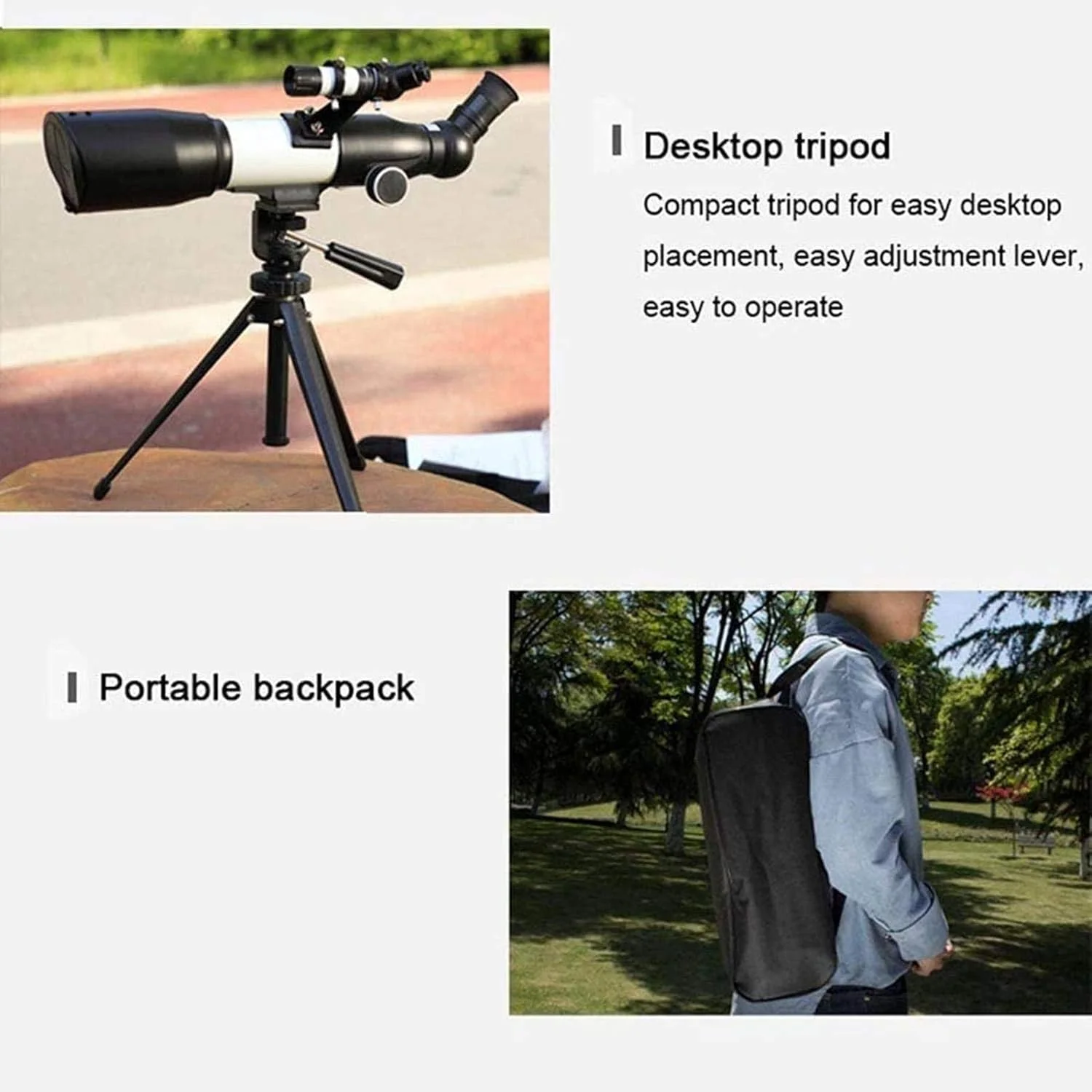 تلسکوپ HD، تلسکوپ شکستنی نجومی با سه پایه 60 میلی‌متری HD، تلسکوپ فضایی برای تماشا، مناسب برای داخل/خارج از منزل