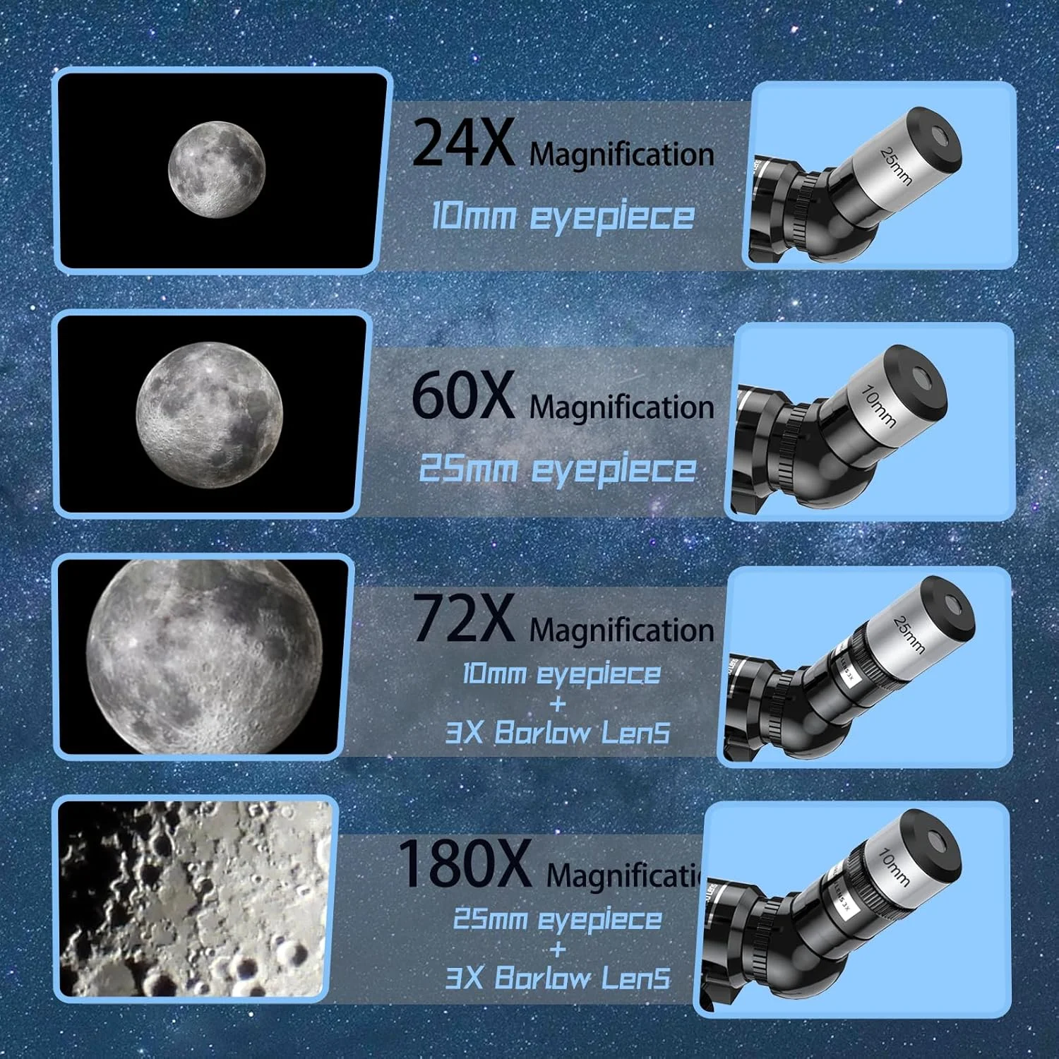 تلسکوپ نجومی، تلسکوپ های شکستنی دهانه 70 میلی متری برای مبتدیان نجوم، تلسکوپ مسافرتی قابل حمل با آداپتور تلفن و ریموت کنترل بی سیم