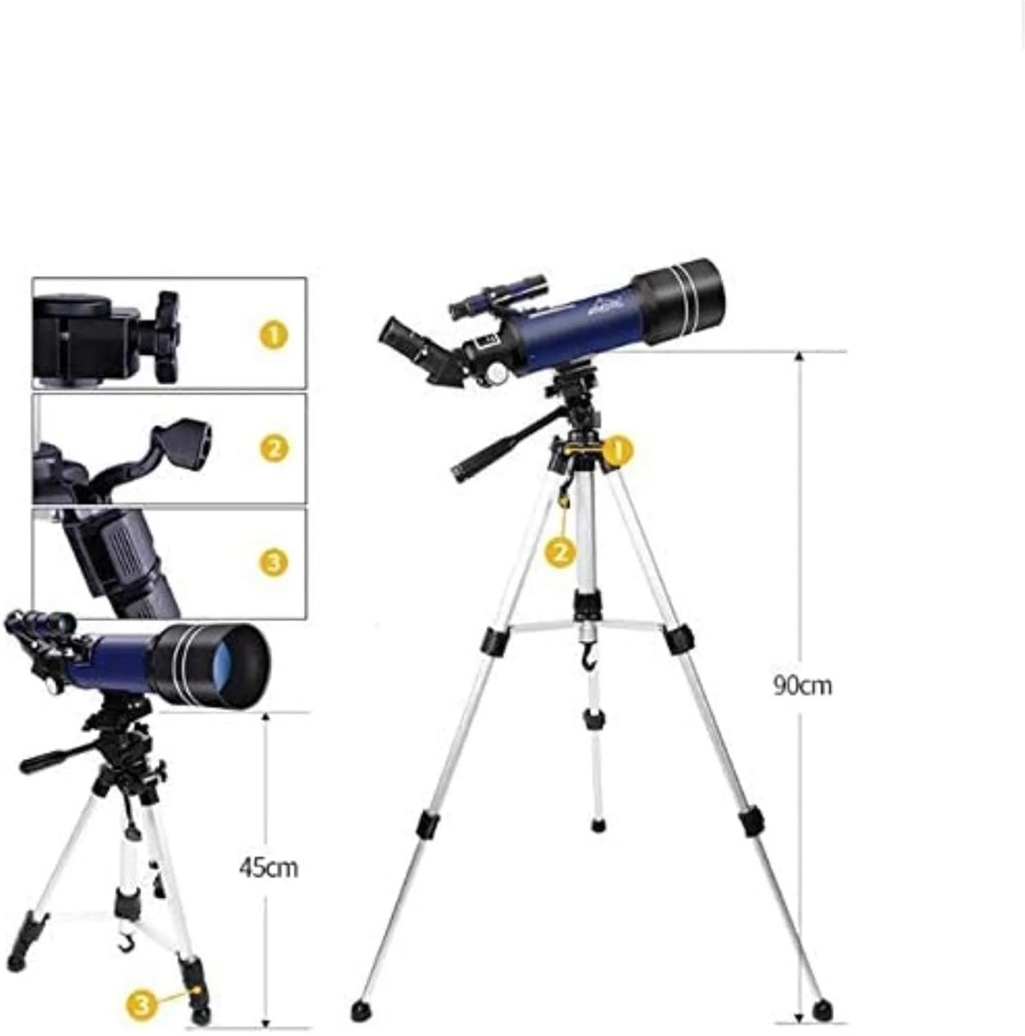 تلسکوپ حرفه ای LSLYTQ برای بزرگسالان، تلسکوپ نجومی انکساری برای تماشای ماه و تماشای پرندگان
