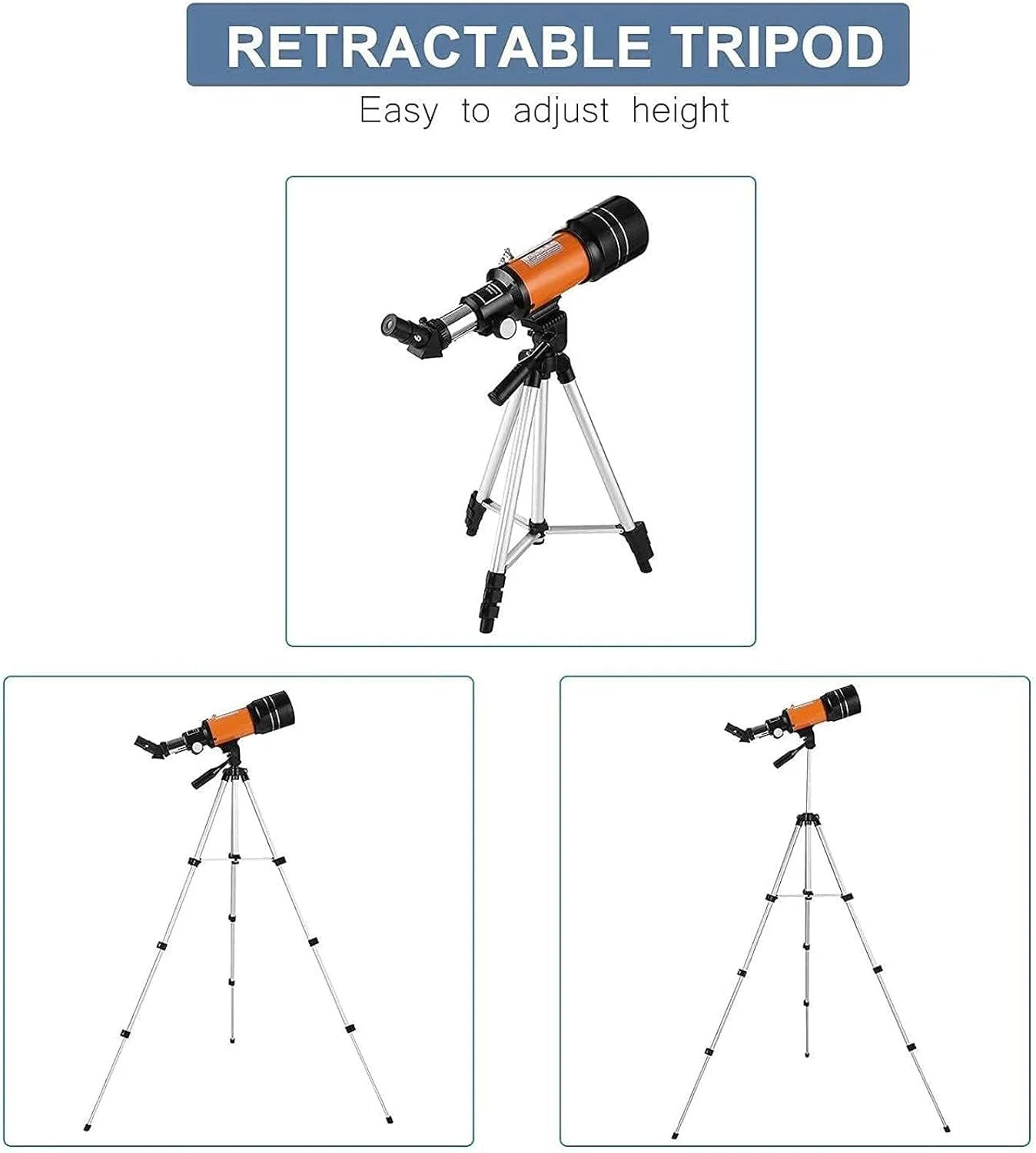 تلسکوپ تک چشمی LSLYTQ با بزرگنمایی 150X، تلسکوپ شکستنی نجومی 70 میلی‌متری با سه پایه 5×24، فیلتر ماه و لنز 3X A A