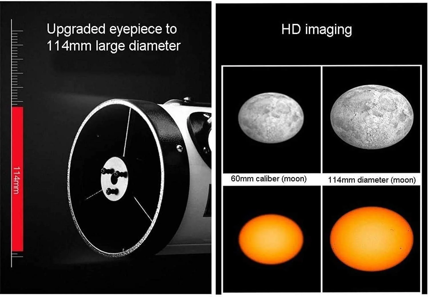 تلسکوپ انکساری با چشمی های 20 میلی متری و 12.5 میلی متری به همراه سه پایه، تلسکوپ قابل حمل برای مبتدیان و بزرگسالان در زمینه نجوم