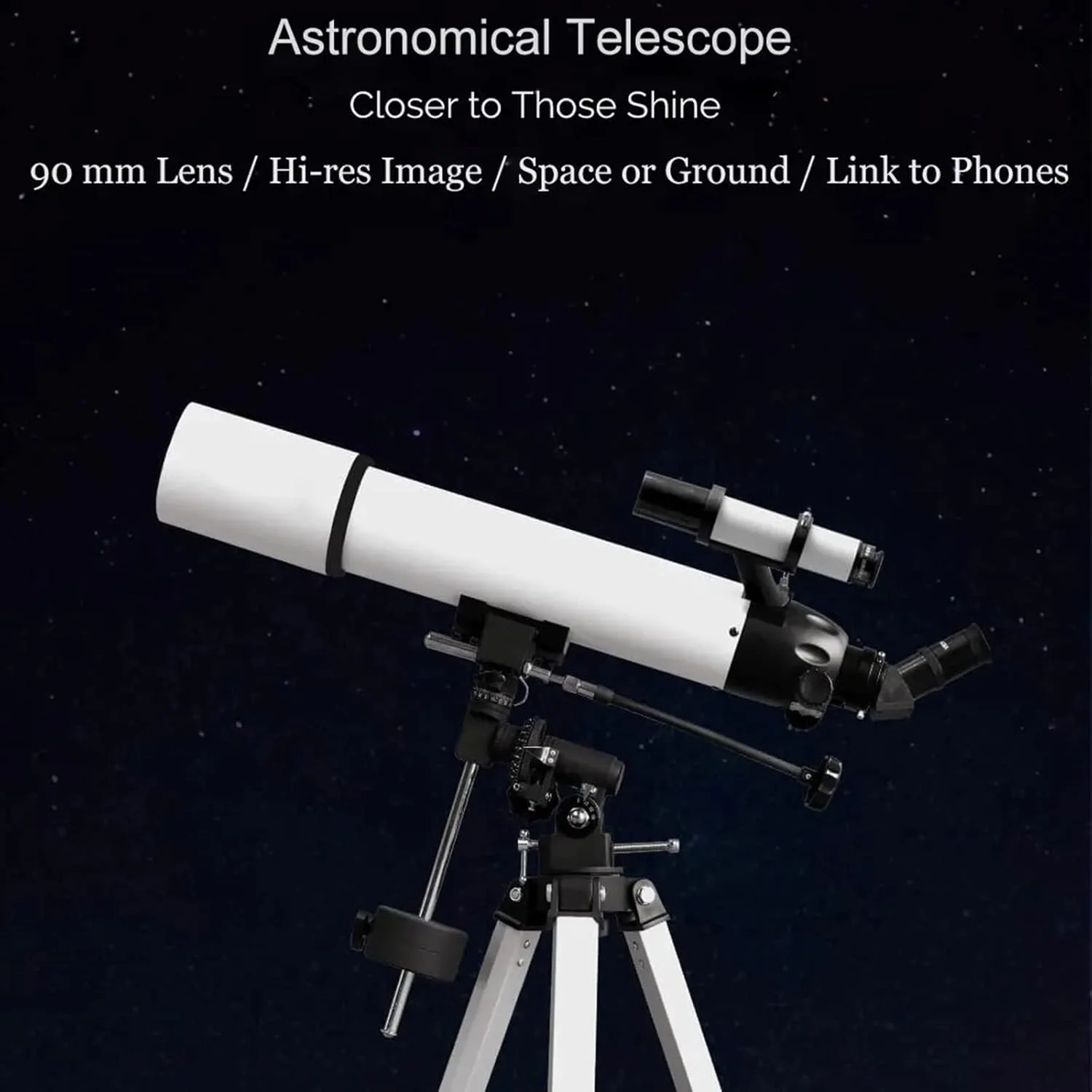 تلسکوپ LSLYTQ، دهانه 90 میلی‌متری، فاصله کانونی 600 میلی‌متری، تلسکوپ شکست نور نجومی با وضوح بالا به همراه سه پایه قابل تنظیم، تلسکوپ برای افراد مبتدی و بزرگسالان