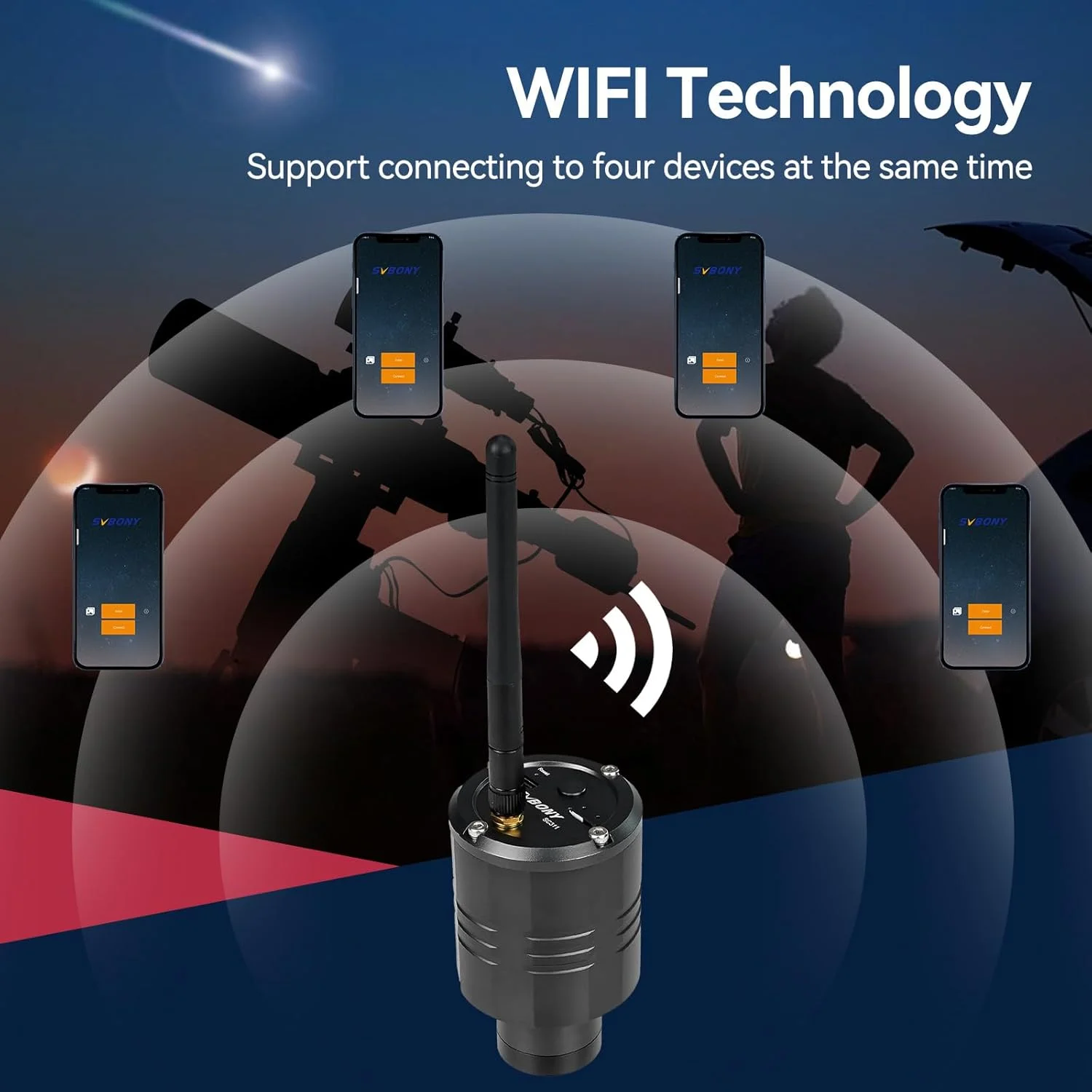 دوربین تلسکوپ وای فای SC311 با سنسور رنگی CMOS مدل IMX662 به همراه تلسکوپ SV48P 90mm، آینه مورب دی الکتریک SV188P، یابنده SV182 6x30، مناسب برای عکاسی از ماه و نجوم دوربین تلسکوپ وای فای SC311 با سنسور رنگی CMOS مدل IMX662 به همراه تلسکوپ SV48P 90mm، آینه مورب دی الکتریک SV188P، یابنده SV182 6x30، مناسب برای عکاسی از ماه و نجوم