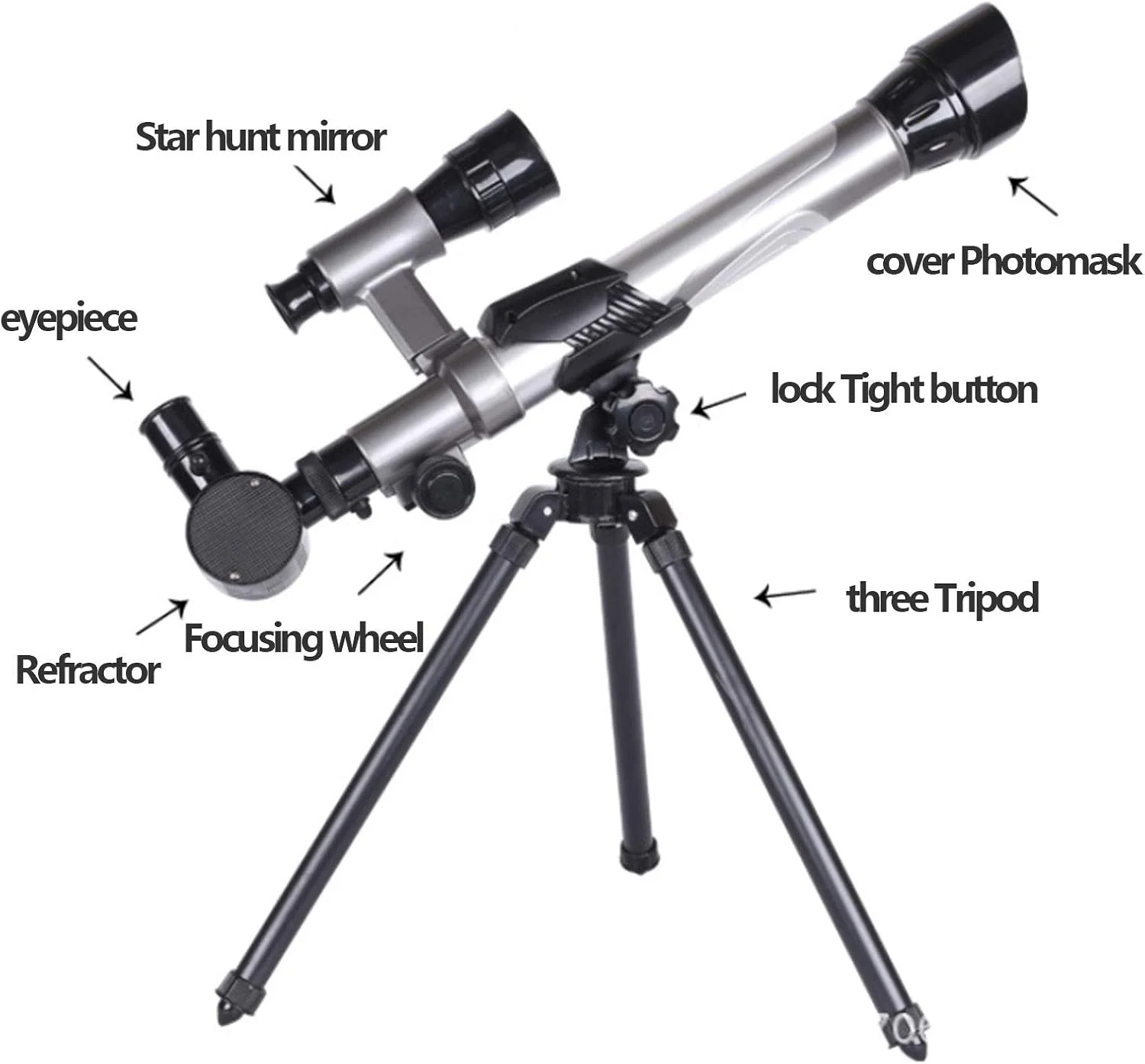 تلسکوپ نجومی انکساری کودکان، تلسکوپ ستاره شناس، چشمی اکریلیک، تلسکوپ مسافرتی قابل حمل، ایده آل برای استفاده کودکان و نوجوانان