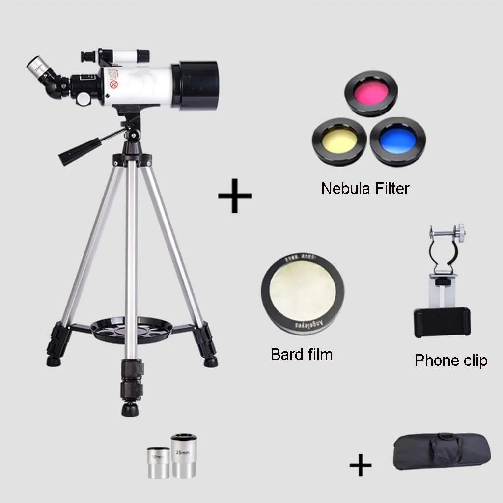 تلسکوپ LSLYTQ با کیف حمل و چشمی 10mm/25mm، دیافراگم 70mm، تلسکوپ قابل حمل برای بزرگسالان و مبتدیان