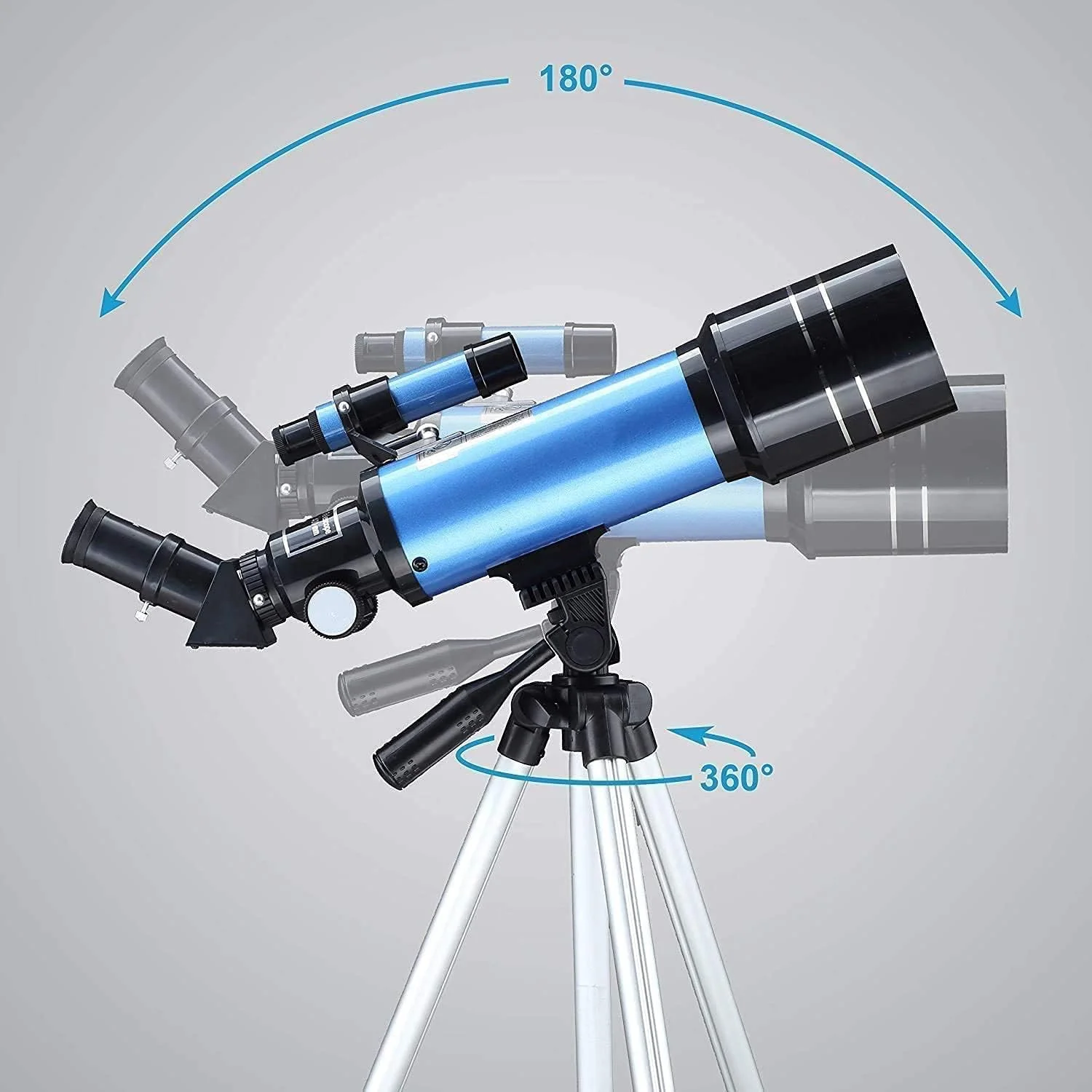 تلسکوپ LSLYTQ برای بزرگسالان و مبتدیان، تلسکوپ شکستی 70 میلی‌متری با تصویر ایستاده مورب 51 اینچی قابل تنظیم و فیلتر ماه