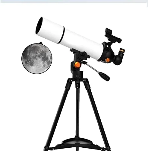 تلسکوپ نجومی شکستنی با دهانه 80 میلی‌متری و فاصله کانونی 500 میلی‌متری با وضوح بالا به همراه سه‌پایه قابل تنظیم، تلسکوپ برای افراد مبتدی