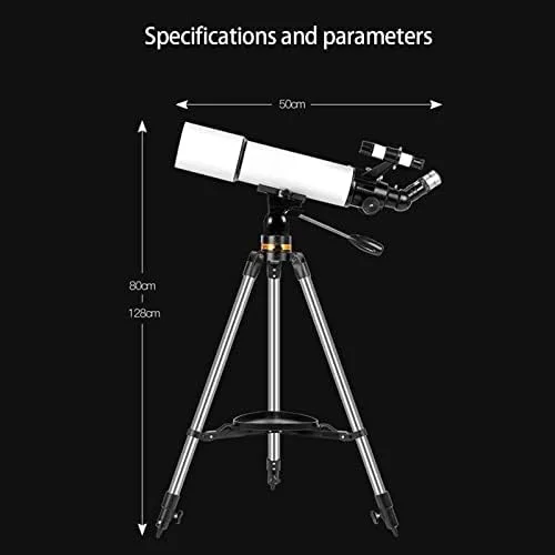 تلسکوپ نجومی شکستنی با دهانه 80 میلیمتری و فاصله کانونی 500 میلیمتری با وضوح بالا به همراه سهپایه قابل تنظیم، تلسکوپ برای افراد مبتدی تلسکوپ نجومی شکستنی با دهانه 80 میلیمتری و فاصله کانونی 500 میلیمتری با وضوح بالا به همراه سهپایه قابل تنظیم، تلسکوپ برای افراد مبتدی