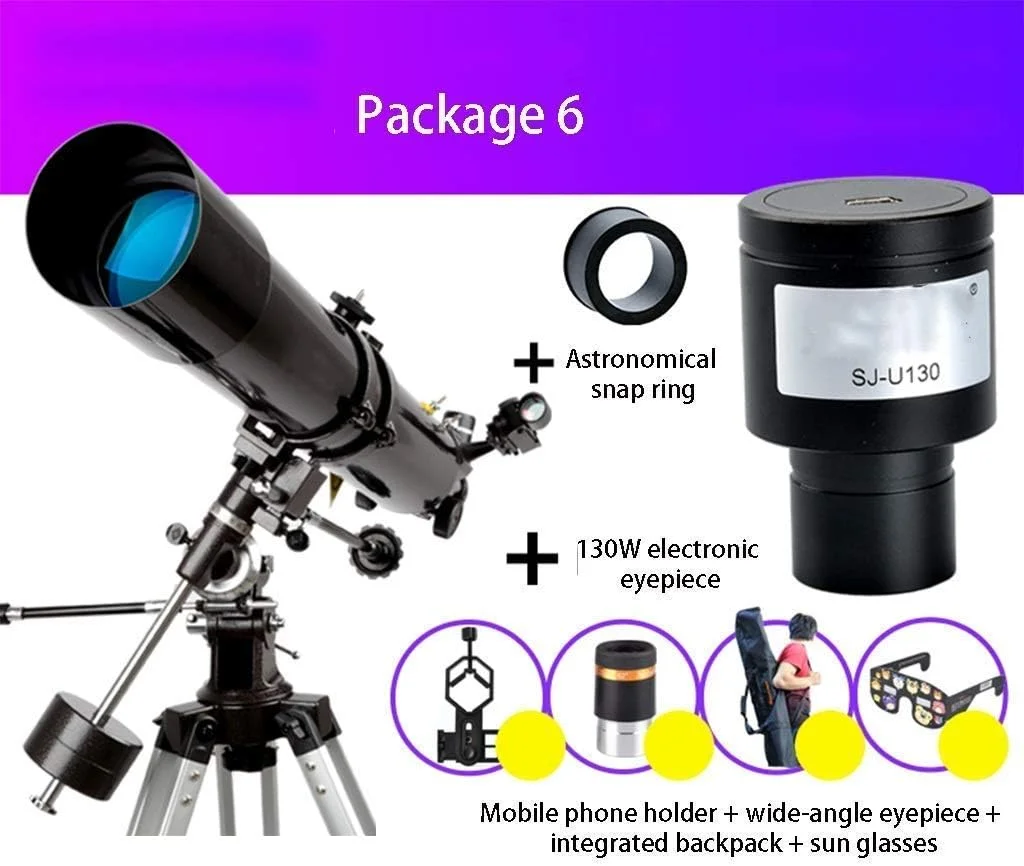 تلسکوپ LSLYTQ با منشور ایستاده ۹۰ درجه، تلسکوپ برای مبتدیان، قابل حمل با کالیبر ۸۰ میلیمتر و فاصله کانونی ۹۰۰ میلیمتر، تلسکوپ انکساری با سه پایه و کیف حمل تلسکوپ LSLYTQ با منشور ایستاده ۹۰ درجه، تلسکوپ برای مبتدیان، قابل حمل با کالیبر ۸۰ میلیمتر و فاصله کانونی ۹۰۰ میلیمتر، تلسکوپ انکساری با سه پایه و کیف حمل