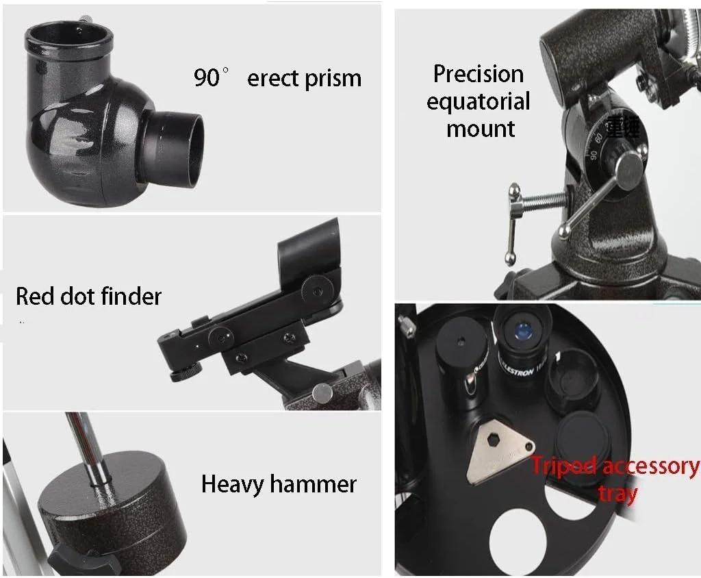 تلسکوپ LSLYTQ با منشور ایستاده ۹۰ درجه، تلسکوپ برای مبتدیان، قابل حمل با کالیبر ۸۰ میلی‌متر و فاصله کانونی ۹۰۰ میلی‌متر، تلسکوپ انکساری با سه پایه و کیف حمل