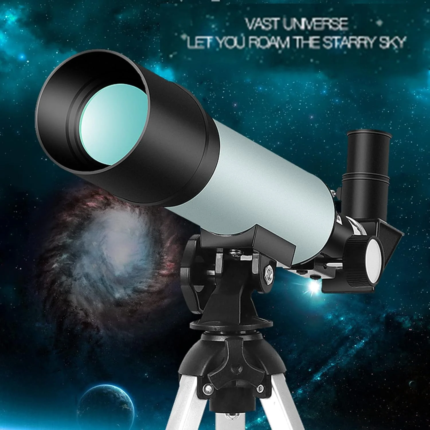 تلسکوپ برای بزرگسالان و مبتدیان، تلسکوپ شکستنی نجومی با دیافراگم 50 میلیمتری، 2 چشمی چرخان، تلسکوپ قابل حمل با سهپایه تلسکوپ برای بزرگسالان و مبتدیان، تلسکوپ شکستنی نجومی با دیافراگم 50 میلیمتری، 2 چشمی چرخان، تلسکوپ قابل حمل با سهپایه
