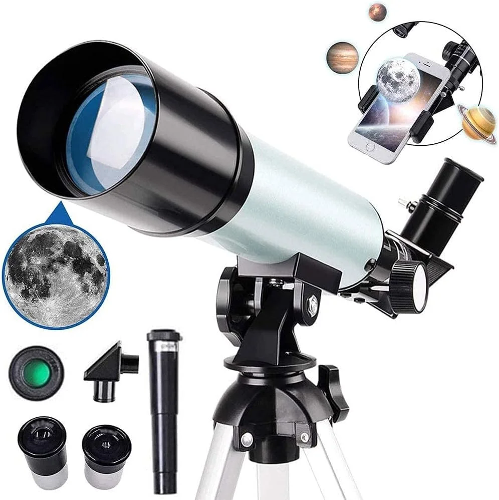 تلسکوپ LSLYTQ، تلسکوپ های نجومی قابل حمل برای مبتدیان، شکست نور با قطب نما و سه پایه، هدیه تولد عالی