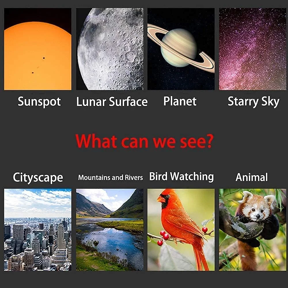 تلسکوپ LSLYTQ برای مبتدیان و بزرگسالان، دهانه 80 میلی‌متری، تلسکوپ 500 میلی‌متری برای نجوم، منشور Bak4، لنز Fmc، تلسکوپ شکست نور نجومی با پایه برای رصد ماه