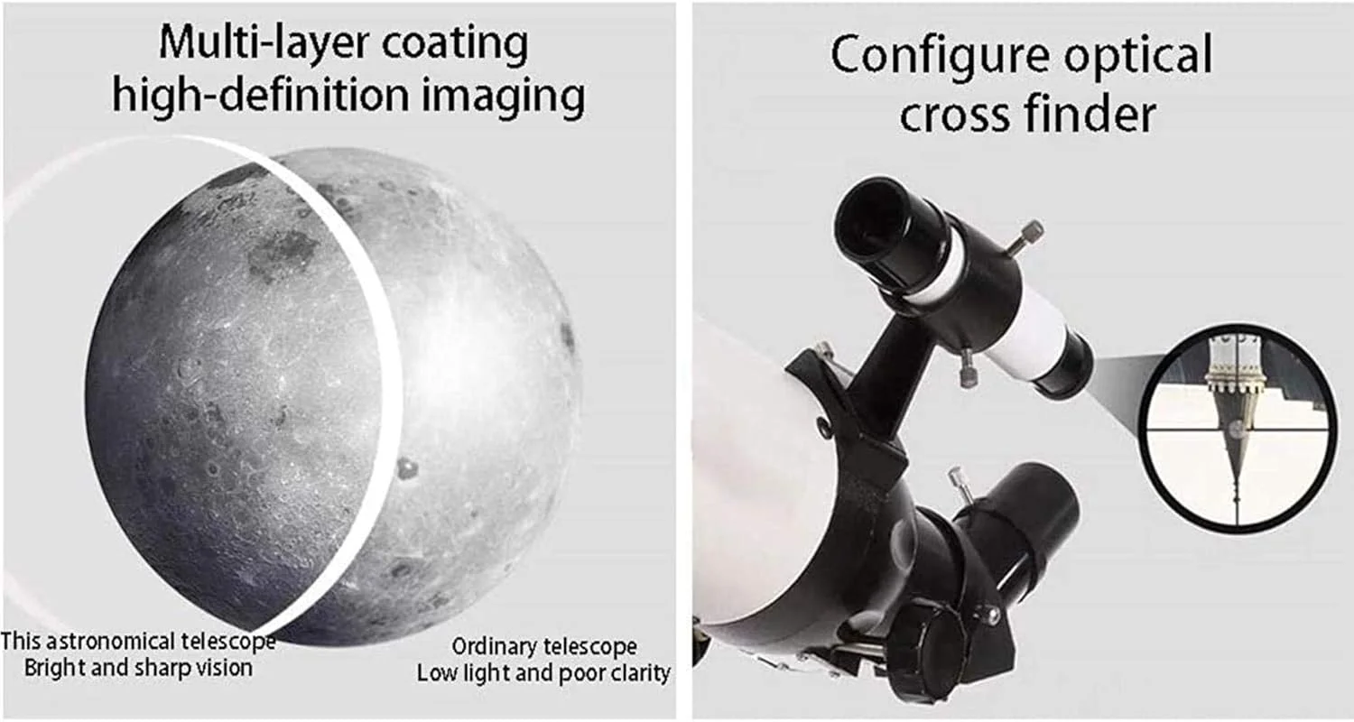 تلسکوپ LSLYTQ برای مبتدیان و بزرگسالان، دهانه 80 میلی‌متری، تلسکوپ نجومی 400 میلی‌متری با سه‌پایه قابل تنظیم و کوله‌پشتی، مناسب برای استفاده در محیط داخلی و خارجی