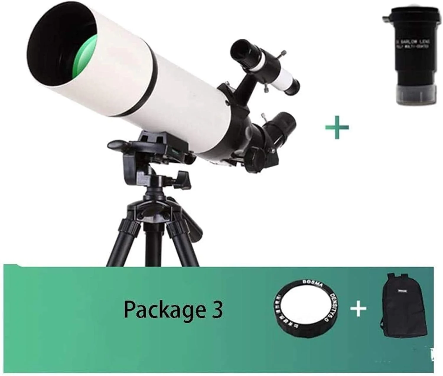 تلسکوپ LSLYTQ برای بزرگسالان مبتدی، دهانه 80 میلی‌متری برای نجوم، با سه‌پایه قابل تنظیم و کوله‌پشتی، تلسکوپ برای استفاده در داخل و خارج از خانه