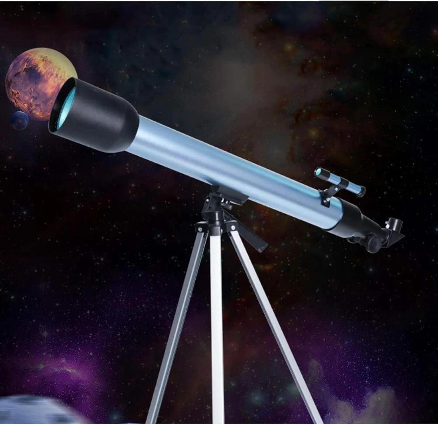 تلسکوپ برای کودکان، بزرگسالان و مبتدیان، لوازم جانبی تلسکوپ با چشمی و سه پایه، تلسکوپ 60 میلی‌متری برای نجوم، هدیه عالی نجومی برای کودکان برای کاوش در ماه و سیارات، برای استفاده در داخل/خارج از منزل