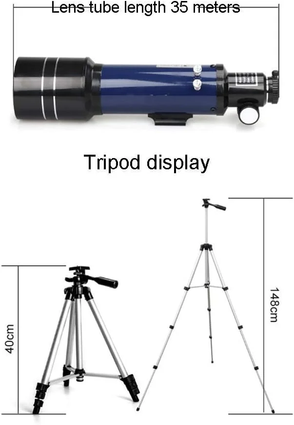 تلسکوپ LSLYTQ برای مبتدیان، دهانه 70 میلی‌متری تلسکوپ شکستنی نجومی 400 میلی‌متری، تلسکوپ قابل حمل برای بزرگسالان به همراه کیف