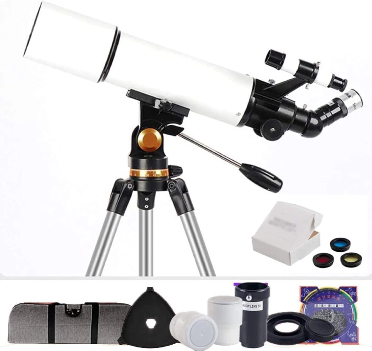 تلسکوپ منکسوری نجومی 80 میلی‌متری، تک‌چشمی نجومی کودکان، تک‌چشمی آسمانی مبتدی، تلسکوپ مسافرتی، دکور منزل، هدیه کریسمس