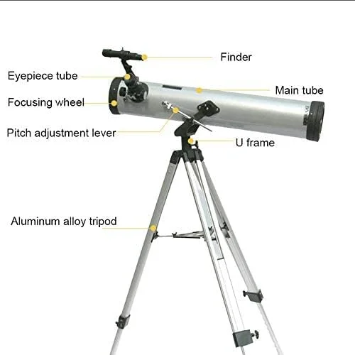 تلسکوپ مسافرتی قابل حمل LSLYTQ با یابنده، شکست نور نجومی، اپتیک شیشه ای با پوشش کامل، سه پایه با ارتفاع قابل تنظیم، برای بزرگسالان مبتدی