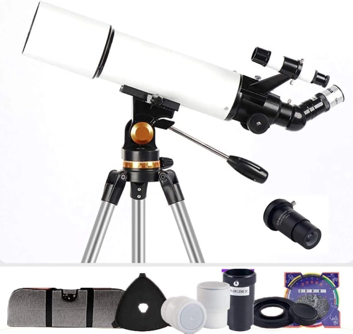 تلسکوپ شکستنی نجومی 80 میلی‌متری، تک‌چشمی نجومی کودکان، تک‌چشمی آسمانی مبتدی، تلسکوپ مسافرتی، دکور منزل، هدیه