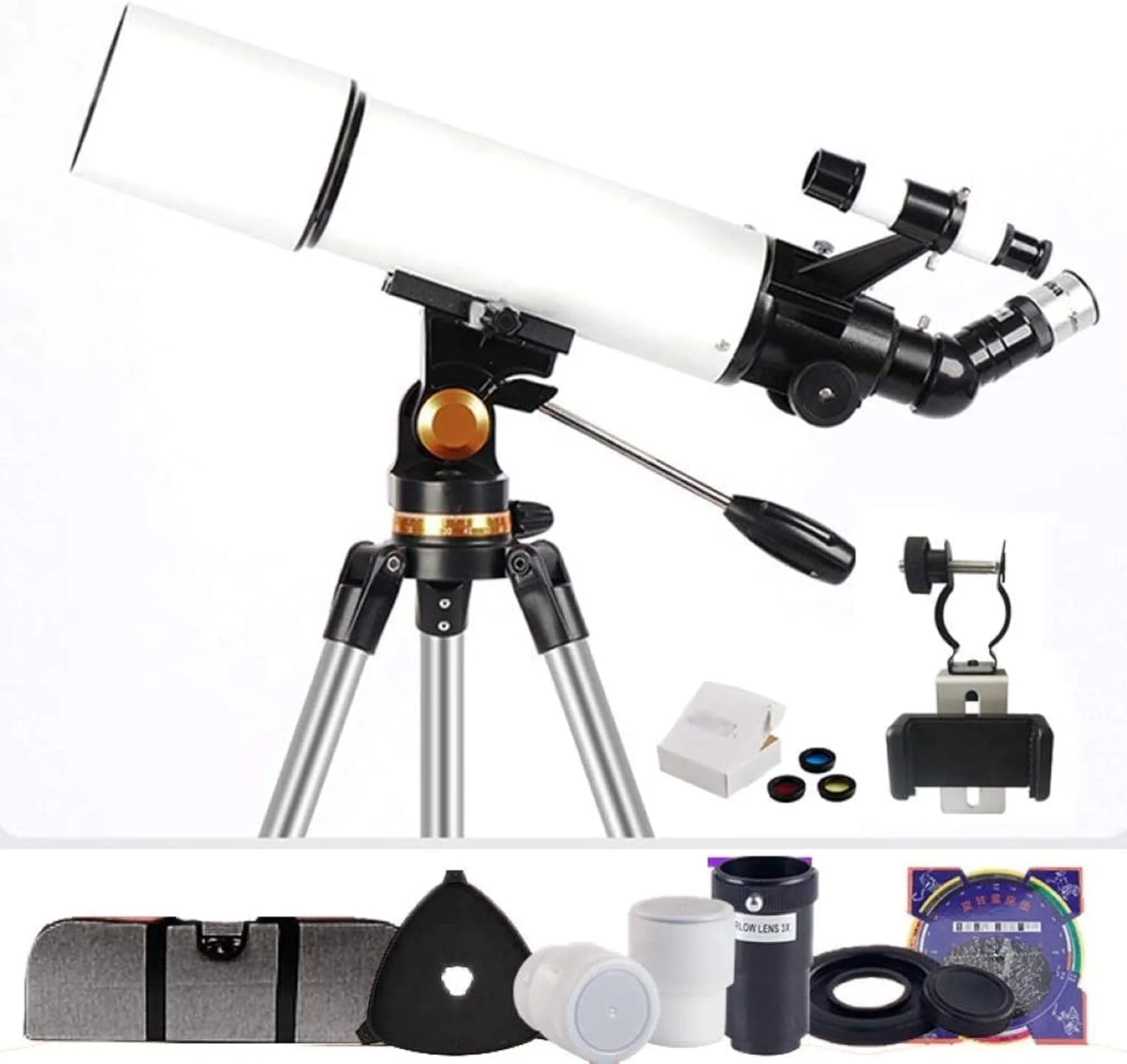 تلسکوپ منکسوری نجومی 80 میلی‌متری، تک‌چشمی نجومی کودکان، تلسکوپ تک‌چشمی مبتدیان برای رصد آسمان، مناسب سفر و دکوراسیون منزل، هدیه کریسمس