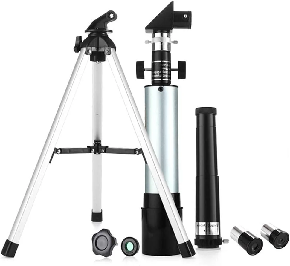 تلسکوپ LSLYTQ، تلسکوپ منکسری با پایه و یابنده، چشمی های H20mm و H6mm، مناسب برای مبتدیان نجوم
