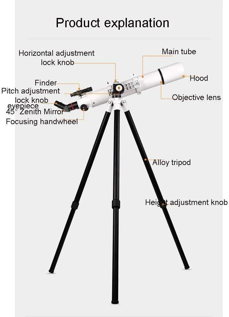 تلسکوپ نجومی LSLYTQ مناسب سفر و فضای باز، برای بزرگسالان، فاصله کانونی 700 میلی‌متری، عدسی چشمی 10 و 20 میلی‌متری، سه پایه و نگهدارنده تلفن هوشمند