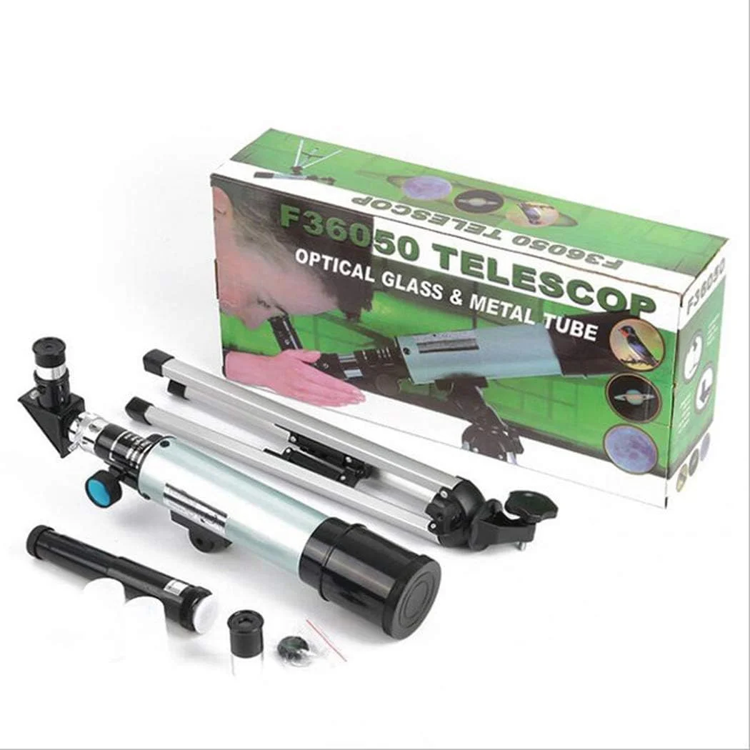 تلسکوپ LSLYTQ، تلسکوپ منکسری با پایه و یابنده، چشمی های H20mm و H6mm، مناسب برای مبتدیان نجوم