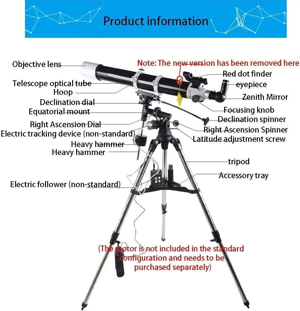 تلسکوپ برای بزرگسالان و مبتدیان نجوم، طول کانونی 900 میلی‌متر، تلسکوپ مسافرتی نجومی با سه‌پایه قابل تنظیم، بهترین هدیه نجومی