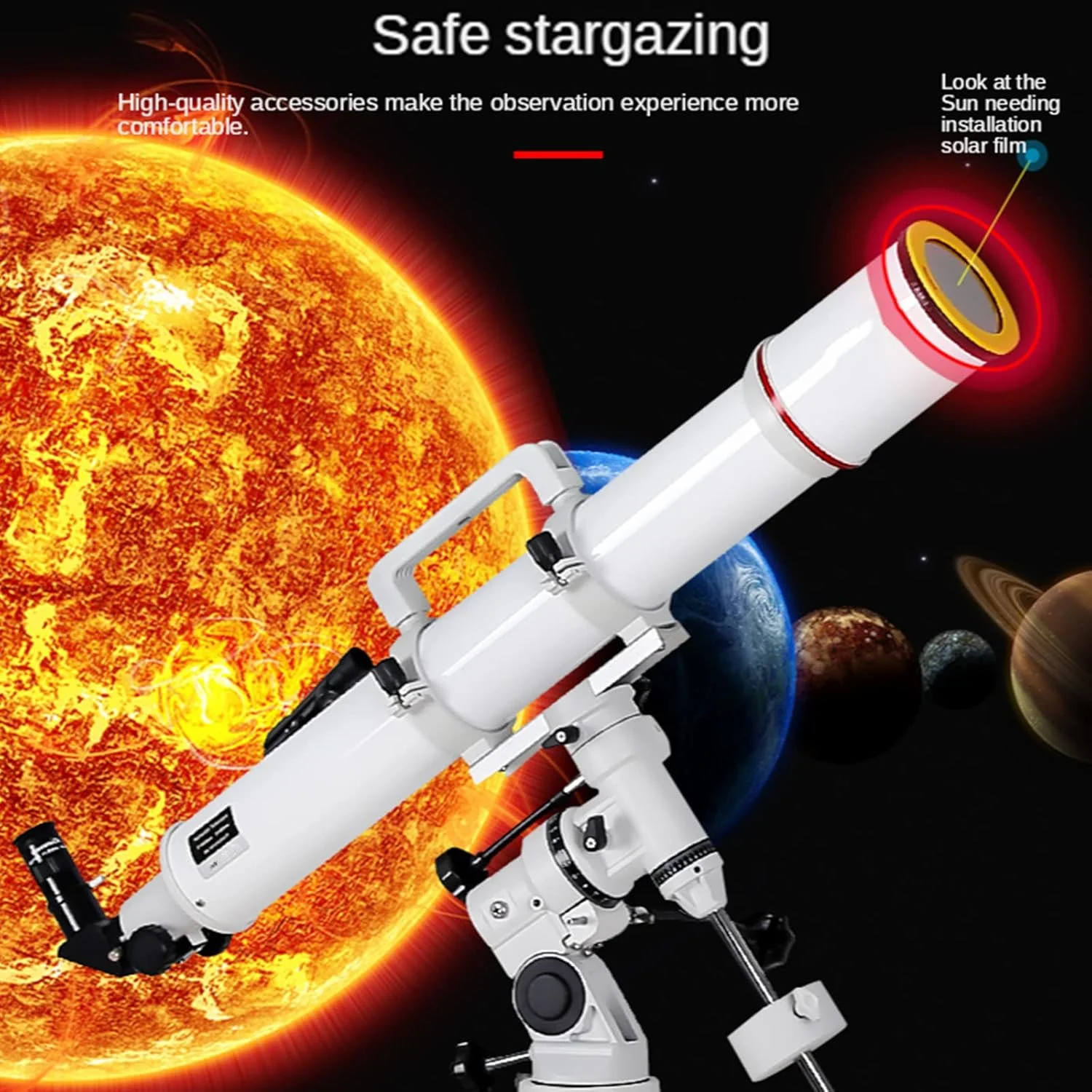 تلسکوپ LSLYTQ، تلسکوپ نجومی برای بزرگسالان، دهانه 90 میلی‌متری و فاصله کانونی 900 میلی‌متری تلسکوپ انکساری برای تماشای آسمان پرستاره، هدیه جشنواره برای افراد و مبتدیان